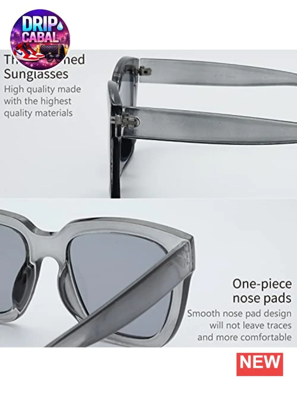 Retro Square Sunglasses UV400 Protection Oversized Lightweight Horn Rim